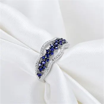 Mados vestuvinis žiedas naujas mėlyna cirkonis nerūdijančio plieno moterų žiedas vestuvių papuošalai dovana mylėtojas