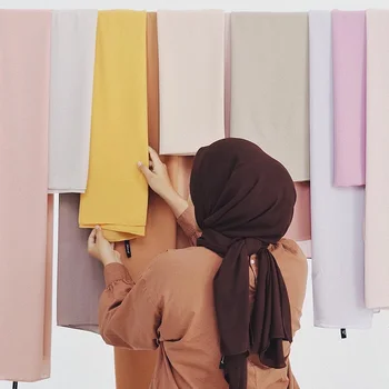 Malaizijos Premium Šifono Skara Wrap Paprasto/Kietosios Spalvos Musulmonų Moterys Hijab Skarelė Vasaros Islamo Ilgai Pashmina Skara 175x70cm