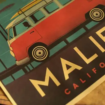 Malibu Kalifornijoje kraštovaizdžio plakatas retro kraft popieriaus siena lipdukas namų puošybai tapybos kambario nuotrauką popieriaus tapyba