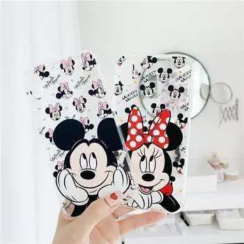 Mickey Mouse Mobiliojo Telefono Atveju Disney Minnie Skaidrios TPU Telefono Dangtelį Mielas Animacinių filmų 