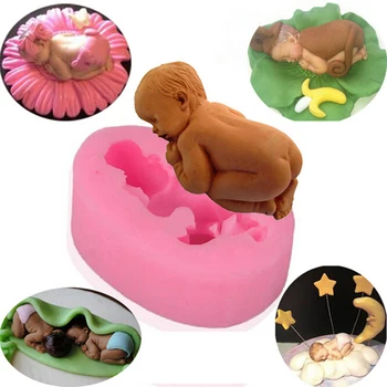 Miega Kūdikis, Formos Modeliavimas Pyragas Apdaila minkštus saldainius, Šokolado Pudingas Slapukas Muilo Silikono Formos 3D Maisto kokybės Silikono Forma