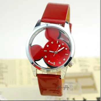 Mielas animacinių filmų kvarco Riešo Žiūrėti 2019 Mados Mickey Moterų Laikrodžiai Skaidrus tuščiaviduriai Odos Ponios suknelė laikrodžiai Moterų relojes