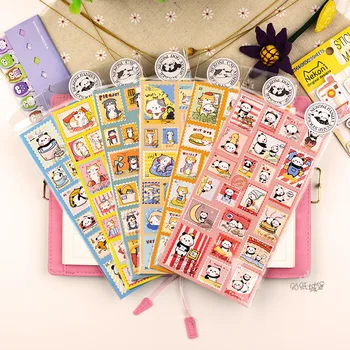Mielas Katė Panda Nekoni Shiba Stamp Stiliaus Dekoratyviniai Lipdukai, Kanceliarinės prekės Scrapbooking 