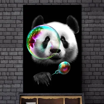 Mielas Panda Drobė Menas, Plakatų Ir grafikos Gyvūnų Drobė Paveikslų Ant Sienos Meno Animacinių filmų Nuotraukos, Vaikų Kambario Sienų Dekoras