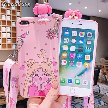 Mielas Sailor Moon Screen Protector Anime Telefono dėklas Skirtas iPhone 11 Pro Max X XS MAX XR 6 6s 7 8 Plius TPU Galinį Dangtelį iPhone 12
