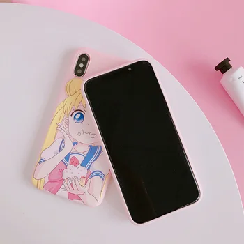 Mielas Sailor Moon Telefono dėklas Skirtas iphone 11 Pro max XS Max XR X Case For iphone 6 6s 7 8 plius Padengti Animacinių filmų Tapybos Minkštas Atvejais