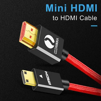 Mini HDMI į HDMI Kabelis Vyrų Vyrų Didelės Spartos Mini HDMI Kabelį, 4K 3D 1080P Kameros Monitorius, Projektorius 1m 2m 3m 5m Mini HDMI