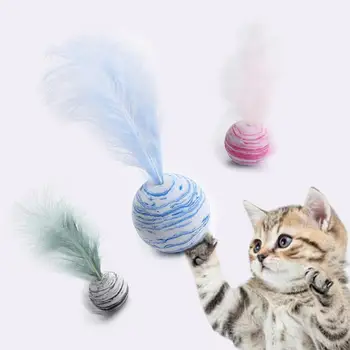 Mini Šviesos Interaktyvus Plunksnų Žvaigždė Kamuolys Naminių Kačių Kačiukai Mesti Žaislas, Žaisti, Žaidimas Juokinga Aukštos Kokybės Sveiką Katę Prekes