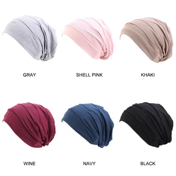 Minkštas Chemo Cap Plaukų Slinkimas Skrybėlę Satino Pamušalas Miego Beanie Skrybėlių Moterų Headwrap Musulmonų Turbaną Naujas Mados Galvos Dėvėti Plaukų Aksesuarai
