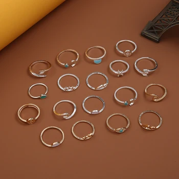 Modyle Bohemijos Krištolas Žiedų Rinkinys Star Aukso Spalvos Žiedų Moterų Mados Geometrinis Perlų Žiedas Madinga 2020 Papuošalai Dovanų Šalis