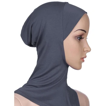 Moterų Islamo Pagal Šalikas Nešioti Musulmonų Visiškai Padengti Vidinį Hijab Kepurės Minkštos vientisos Spalvos Moterų Musulmonių Galvos Turbaną variklio Dangčio