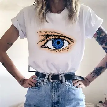 Moterų marškinėliai Princesė Makiažas Grafinis Tee Pink Blakstienos Spausdinti Menas T-Shirt Asmenybės Hipster Vasarą Moteris, Meno marškinėliai