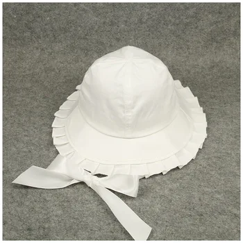 Moterų Žvejo skrybėlę vientisos spalvos Pynimas baseino kepurę su ilgu kaspinu saulės skrybėlę
