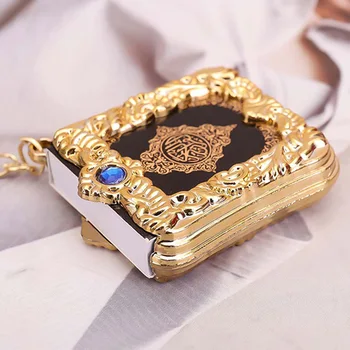 Musulmonų Dervos Key Chain Islamo Mini Ark Korano Knygos Nekilnojamojo Knygą Gali Skaityti Pakabukas Raktų Žiedas Gold Crystal Knyga Key Chain 