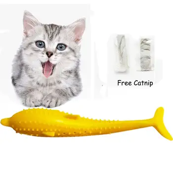 Naminių Kačių Dantų Šepetėlį Žaislas Žuvies Formos Katžolių Skonio Silikono Molinis Stick Dantų Valymas Žaislas Katėms Kitten Kramtyti Žaislas Pet Products