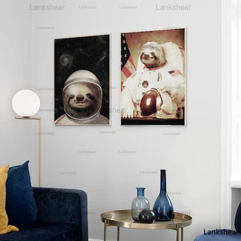Namų Dekoro Abstrakti Tapyba Modulinės Nuotraukas Tinginys Kosmosą Astronautas Šiaurės Stiliaus Spaudinių Drobės Plakatas Gyvenimo Kambario Sienos Menas