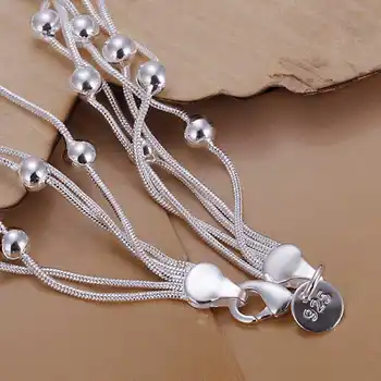 Nauja sidabro padengtą Papuošalai Sidabro padengtą Manžetai Grandinės Žavesio Penkios eilutės, šviesos karoliukų Apyrankės Papuošalai Bracele H234