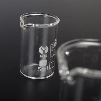 Naujas 5vnt Talpa 5ml Mažai Forma Stiklinę Chemijos Laboratorija boro silikatinio Stiklo, Skaidrią Stiklinę Kolbą Sutirštės su Piltuvėliu
