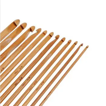 Naujas Atvykimo 12 Vnt 12 Dydžio Bambuko Medinės Kablys Nėrimo Rinkinys, Mezgimo Adatos Kontūro Priemonė 