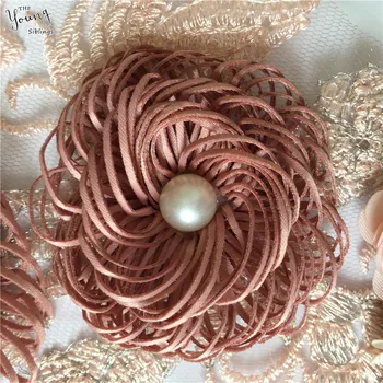 Naujas atvykti Siuvinėjimo Nėrinių apykaklę 3D gėlių Aplikacijos Vestuvių drabužiai Papuošti Boutonniere Pleistras Siuvimo PASIDARYK pats ABS pearl Priedų