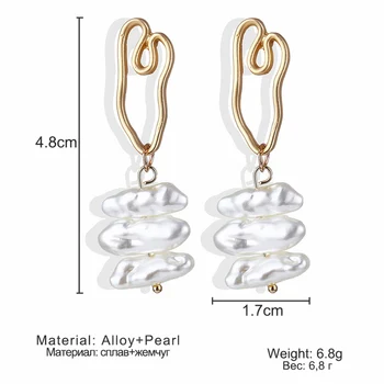 Naujas Aukso Geometrinis Turas Nereguliarus Širdies Imitacija, Perlų Auskarai Elegantiškas Pearl Drop Auskarai Moterų Mados Vestuvių Papuošalai