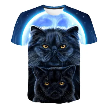Naujas Cool T-shirt Vyrai/Moterys 3d Marškinėlius Spausdinti dvi katės trumpomis Rankovėmis Vasaros Viršūnes Tees marškinėliai Male S-6XL