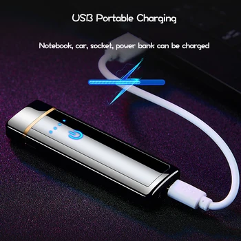 Naujas Cool USB Įkrovimo Lengvesni Vėjo Dvigubo Kampo Cigarečių Degiklio Elektros švelnesnę Jutiklis Žiebtuvėlių, Rūkyti Dalykėlių