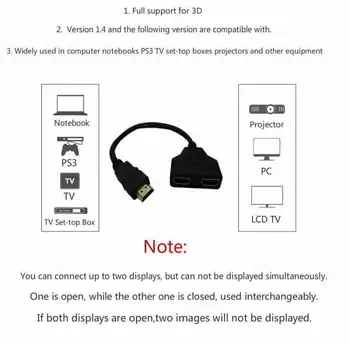 Naujas HDMI-suderinama Kabelis 1-2 Iš Splitter Cable Switcher Adapteris Keitiklis HDTV Planšetinio kompiuterio 