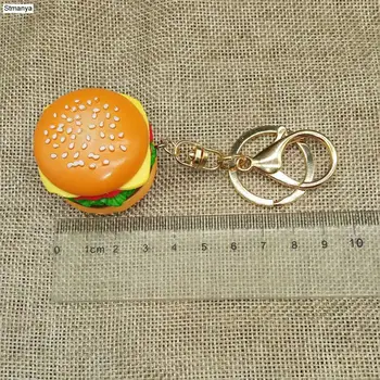 Naujas modeliavimo hamburger Key Chain Naujas Pakabukas Maišelį, Žavesio Aksesuarų, rankų darbo dervos maisto Automobilio Raktų Žiedas Puikus Keychain K1712