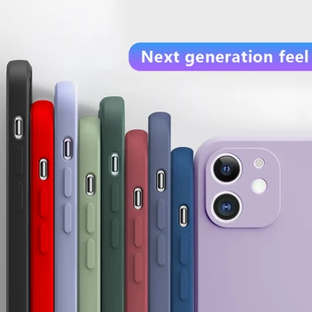 Naujas Prabangus Originalus Aikštėje Skystu Silikonu Soft Case For iPhone 11 12 Pro X XR XS Max 7 8 6 6s Plus SE 2020 m. 12 Pro Telefono Dangtelį