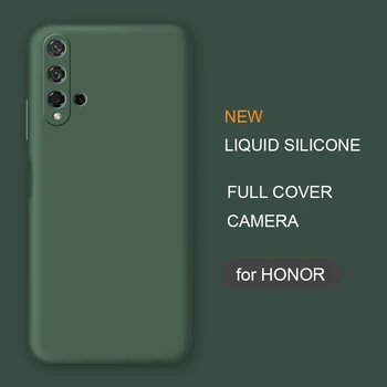 Naujas Skysto Silikono Telefoną Atveju Huawei Honor 20 Lite Pro 20s rusijos Pasaulio Nova 5T Originalus Minkštas Apsauginis galinis Dangtelis Atvejais