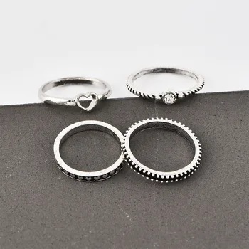 Naujas Žiedas Mados Senovės Žiedai Širdies Žiedas Derinys Paprastas Papuošalai, Žiedai, Moterų Žiedas Nustatyti Didmeninės