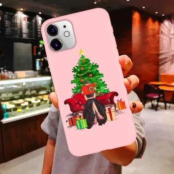 Naujųjų Metų dovanos Rožinės spalvos Silikoninis Saldainiai Padengti iPhone 12 Pro Max X XS Max XR SE 7 8 Plius Kalėdų briedžių sniego, Kalėdų Senelio Elnias Atvejais