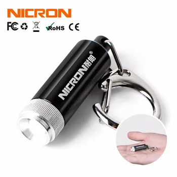 NICRON 0.25 W Karšto Pardavimo Supoer Mini Žibintuvėlis Išgaubtas Veidrodis LED Mikro Keychain Žibintuvėlis Lempos Šviesos Fakelas, Karabinai G10A