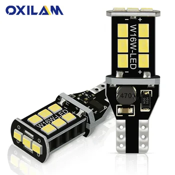 OXILAM 2vnt Canbus T15 LED Žibintai Atbulinės W16W 921 912 Lemputė, atsarginė Lemputė, Automobilių Auto Išoriniai Šviesos Super Šviesus 6W 12V Balta