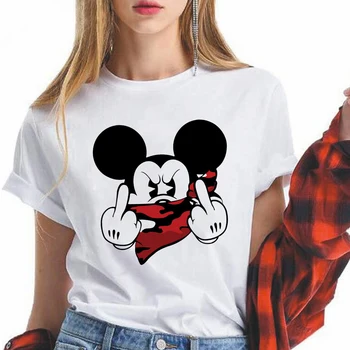 Pagrindinio Disney Užmaskuotas Mickey Mouse Marškinėliai Moterims Vasaros Naują Negabaritinių Tees Atsitiktinis Palaidų Marškinėlius, O Kaklo Moterų Viršūnių Dropship