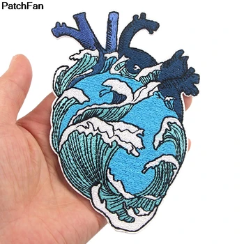 Patchfan Širdies Formos organas Didžiosios Bangos off Kanagawa Aplikacijos lopai, lipdukai, siuvimo jersey drabužių para striukė emblemos A2642