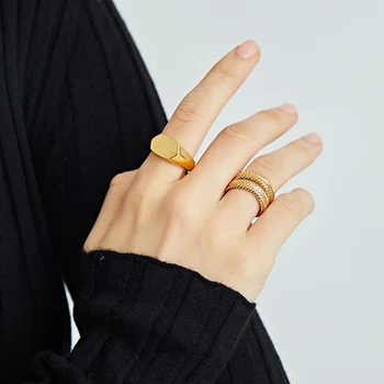 Peri'sBox 5 Dizaino Aukso Užpildytas Meilės Širdies Žiedai Stambusis Šešiakampis Geometrinis Žiedai Moterims Maži Karoliukai, Minimalistinio Grandinės Žiedai