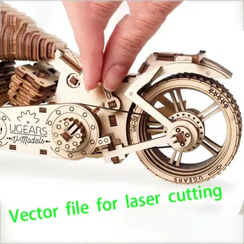 Platus varantys Motociklas surenkamas modelis failą CNC Lazerinis pjovimas CDR DWG formatu vektorinio piešimo faneros paruoštas naudoti supjaustyti failą E18