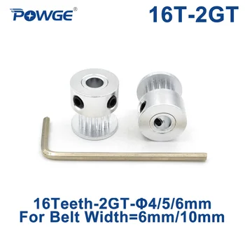 POWGE Lanko GT 16 dantų 2GT Laikas Skriemulys Pagimdė skaičius 4/5/6mm už GT2 Atidaryti Sinchroninio diržo plotis 6mm/10mm maži tarpeliai 16Teeth 16T