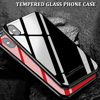 Prabanga Galinio Stiklo Telefono dėklas Skirtas iPhone XR XS X XS Max Blizgus Juodas Raudonas Atveju iPhone 11 12 Pro Max 6 6S 7 8 Plus Stiklo Shell