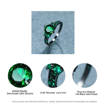 Prabanga Moterų Mažas Žalias Apvalus Akmuo Žiedas 