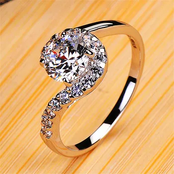 Prabanga Moterų White Crystal Akmens Žiedas Promsie Sidabro Spalvos Plonas Derliaus Vestuvinis Žiedas Ir Vestuvių Turas Vestuviniai Žiedai Moterims