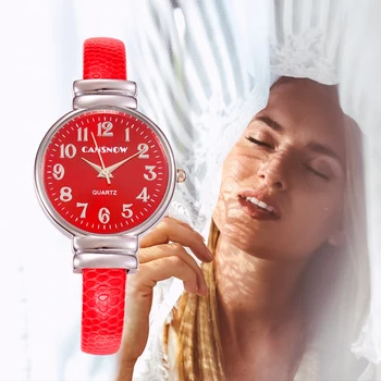Prabanga Ponios Kalėdų Žiūrėti Moterų Laikrodžiai Mados Raudona Odos Kvarcinis Laikrodis Laikrodis Papuošalai, Aksesuarai horloges vrouwen