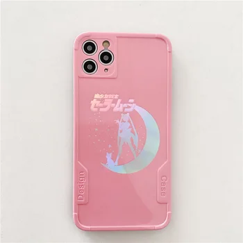Prabanga Saldus Sailor Moon merginos Telefono dėklas Skirtas iPhone 12 11 Pro Max Max XS Max XR X 7 8 Plius 7Plus atveju Mielas minkštas Silikoninis dangtelis