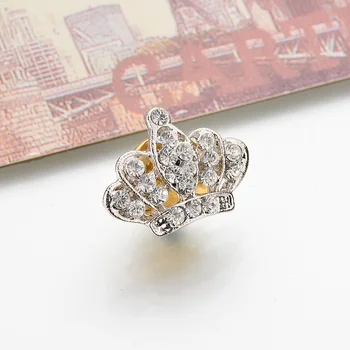 Prabangūs Aiški Mergina Crystal Crown Sagės Pin Aukso spalvos Drabužiai, Džemperis Priedai Unisex Papuošalai Moterims, Cirkonio Pin