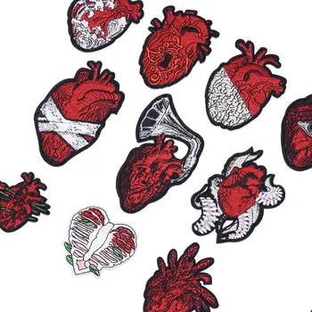 Prajna Raudona Širdis Lopai Drabužių, Siuvinėtų Geležies Žmogaus Organų Pleistrai Emblemos Juostele Ant Drabužių Aplikacijos Apdaila 