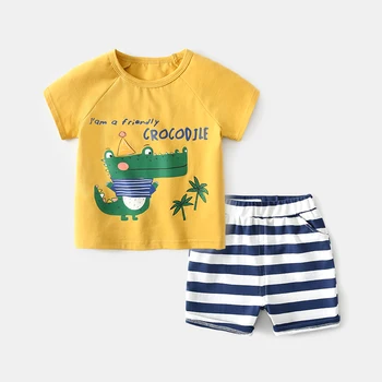Prekės Medvilnės Baby Rinkiniai, Laisvalaikio, Sporto Berniukas T-marškinėliai + Šortai Rinkiniai Vaikiška Apranga Berniuko Drabužiai