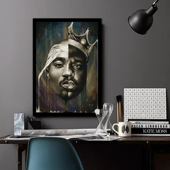 Reperis Karalius Tupac Shakur Menas, Plakatų ir grafikos Paveikslai Tapyba Pagarsėjęs B. I. G Biggie Smalls 2 PAC Sienos Nuotrauka Miegamojo Puošimas