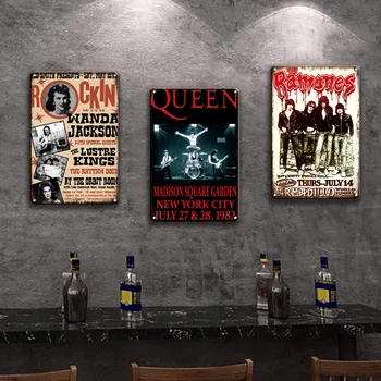 Rock N Roll Metalo Plakatas Alavo Pasirašyti Derliaus Lennonas Durų Kiss Karalienę Juostoje Metalo Pasirašyti Shabby Chic Žmogus, Urvas, Namų Sienos Lipdukas Dekoras